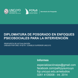 imagen Diplomatura de Posgrado en Enfoques Psicosociales para la Intervención