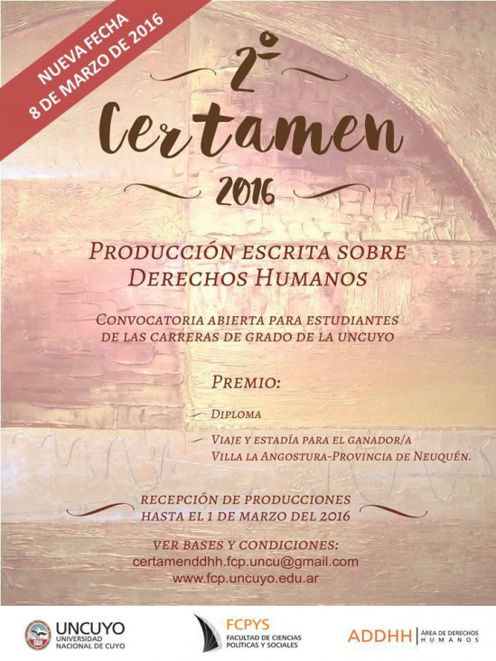 imagen Extienden plazo de presentación para el 2º Certamen de Producción Escrita sobre Derechos Humanos