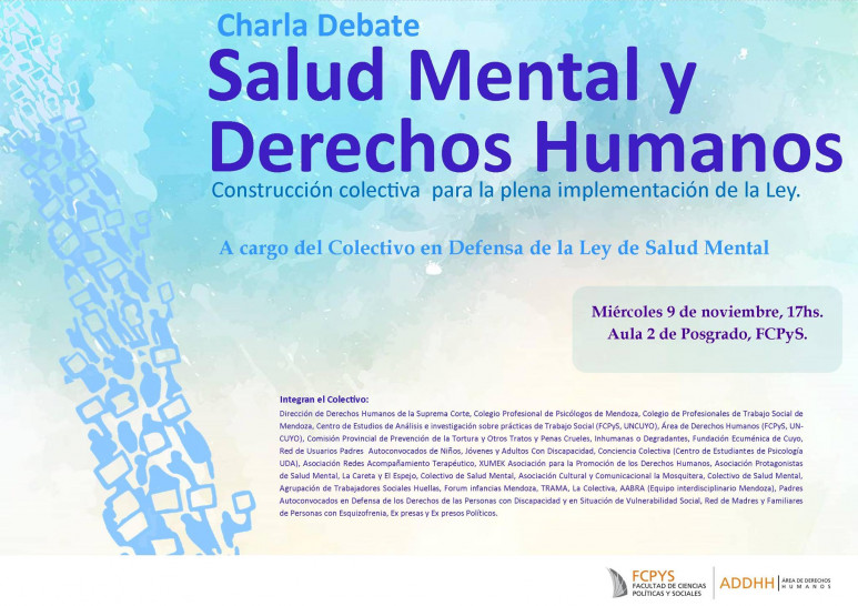 imagen Se debatirá sobre la Salud Mental y los Derechos Humanos