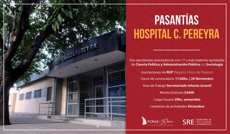 imagen Pasantías destinadas a estudiantes de Ciencia Política y Sociología en el Hospital Carlos Pereyra