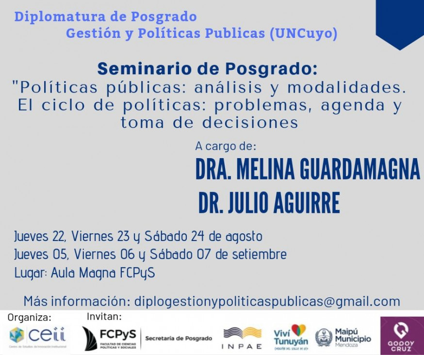 imagen Seminario de Posgrado: " Políticas públicas: análisis y modalidades. El ciclo de políticas: problemas, agenda y toma de decisiones" 