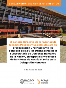 imagen El Consejo Directivo de la Facultad de Ciencias Políticas y Sociales declara su  preocupación y rechazo ante los despidos de las y los trabajadores de la Subsecretaría de Derechos Humanos de la Nación
