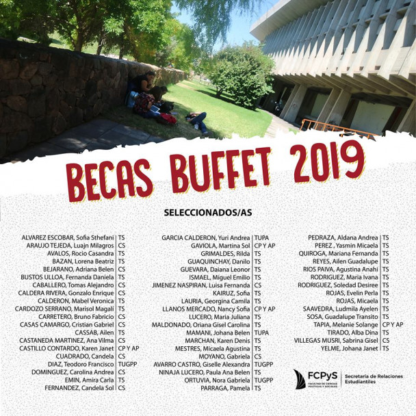 imagen Listado de seleccionados/as para Becas Buffet 2019