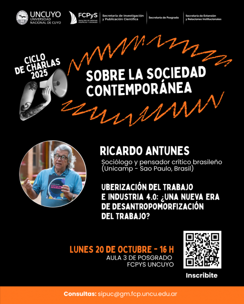 imagen Ricardo Antunes participará del ciclo de charlas sobre la sociedad contemporánea