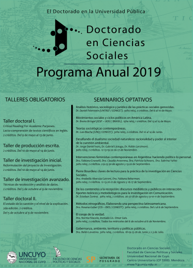 imagen Programa anual 2019 - Doctorado en Ciencias Sociales 