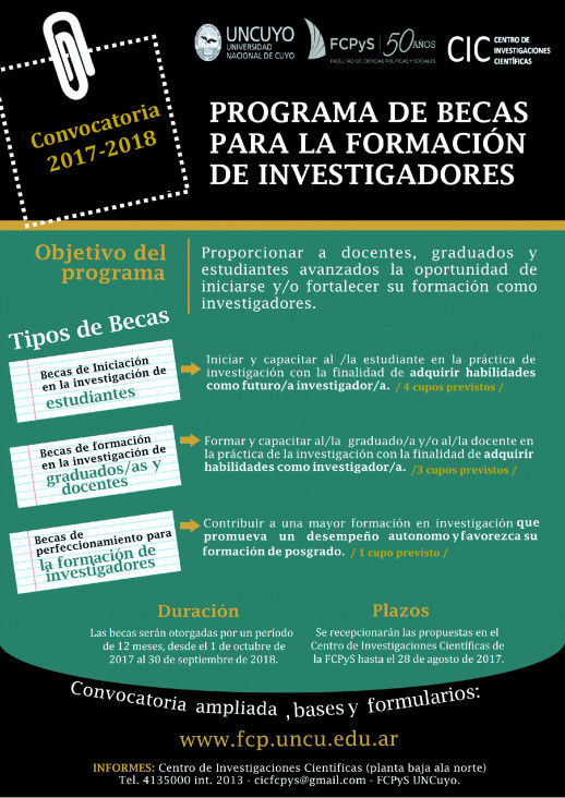 imagen Convocatoria de Becas para la formación de Investigadorxs 2017-2018