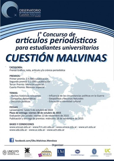 imagen I° Concurso de artículos periodísticos para estudiantes universitarios "Cuestión Malvinas"