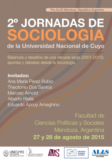 imagen 2º Jornadas de Sociología: "Balances y desafíos de una década larga (2001-2015): aportes y debates desde la Sociología".