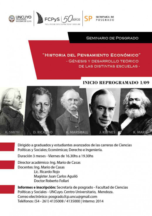 imagen Curso de Posgrado "Historia del Pensamiento Económico"- Comienza el 1 de septiembre