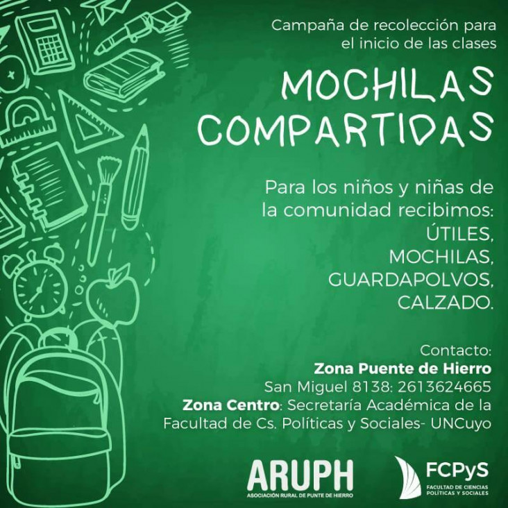 imagen Campaña "Mochilas compartidas" en la FCPyS