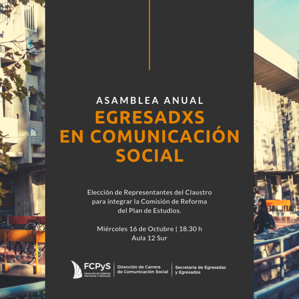 imagen Convocan a la Asamblea Anual de Egresadas y Egresados en Comunicación Social 