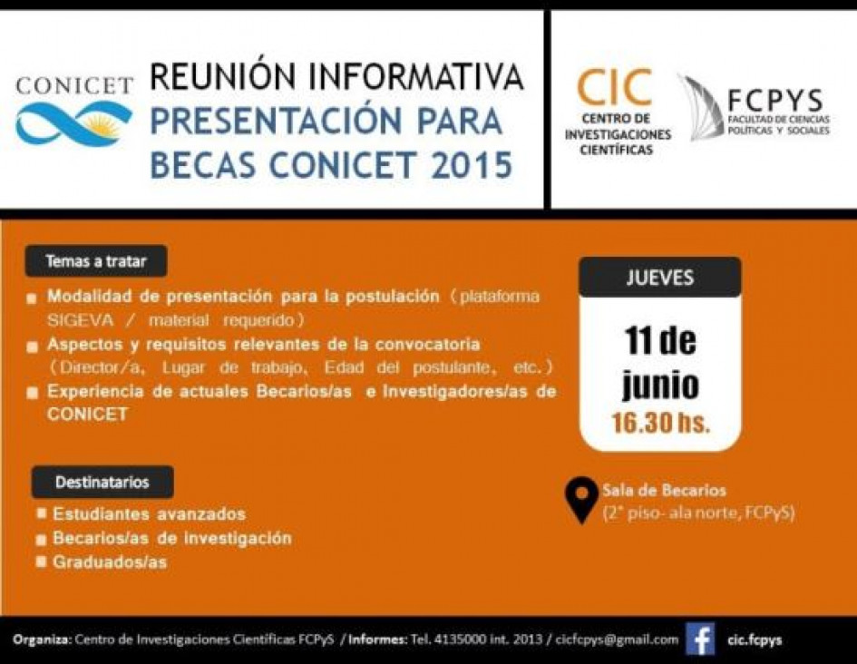 imagen Reunión informativa sobre becas CONICET 2015