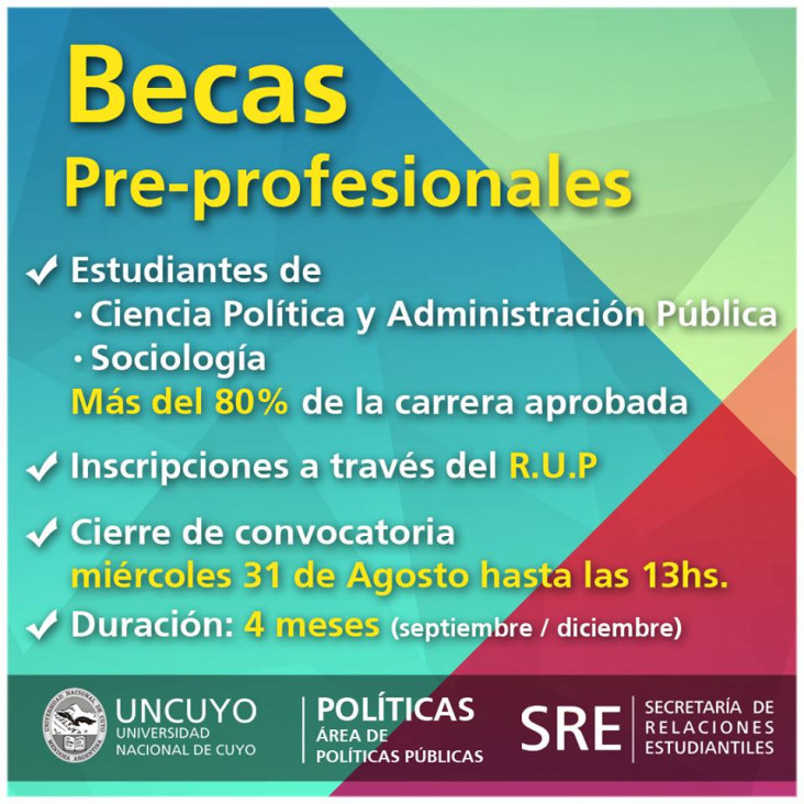 imagen Becas preprofesionales para estudiantes de la FCPyS