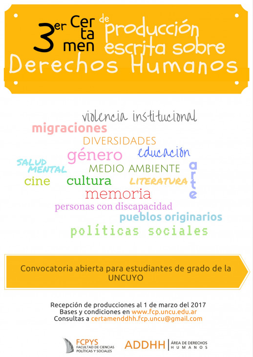 imagen Ya se puede participar del 3er Certamen de producción escrita sobre Derechos Humanos