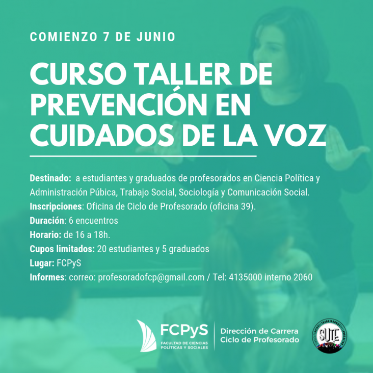 imagen Curso Taller de Prevención en Cuidados de la Voz