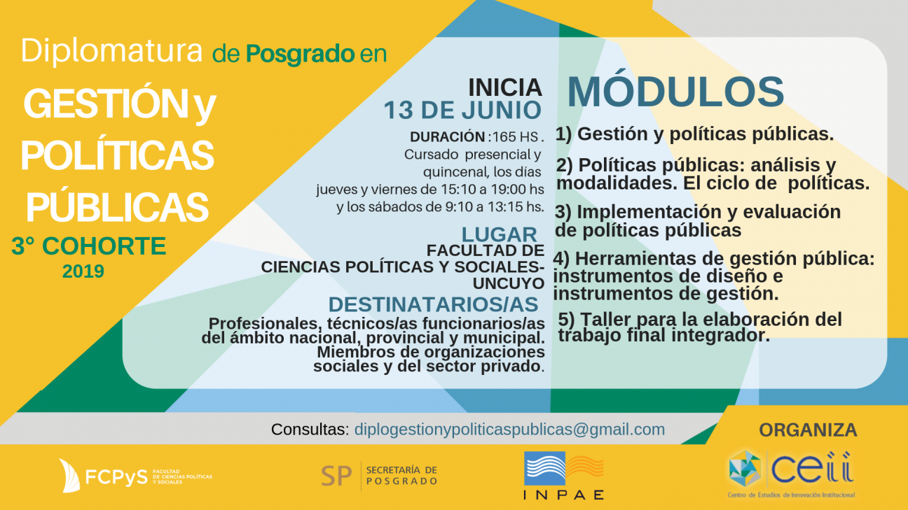 imagen Pre Inscripciones 2019 para la Diplomatura de Posgrado en Gestión y Políticas Públicas