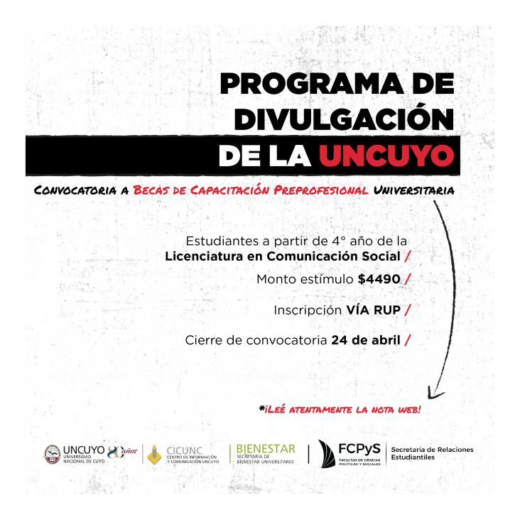 imagen Becas para el "Programa Divulgación de la UNCuyo"