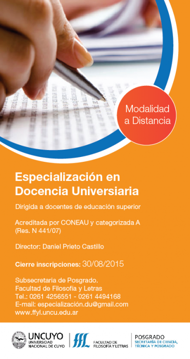 imagen Especialización en Docencia  Universitaria a distancia