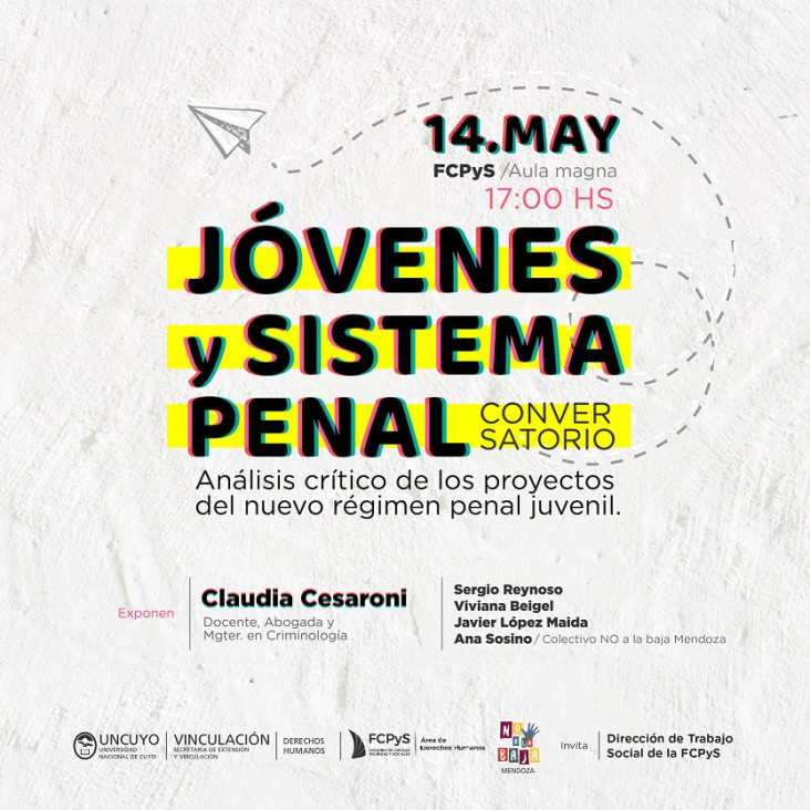 imagen Claudia Cesaroni expondrá en conversatorio sobre "Jóvenes y Sistema Penal"