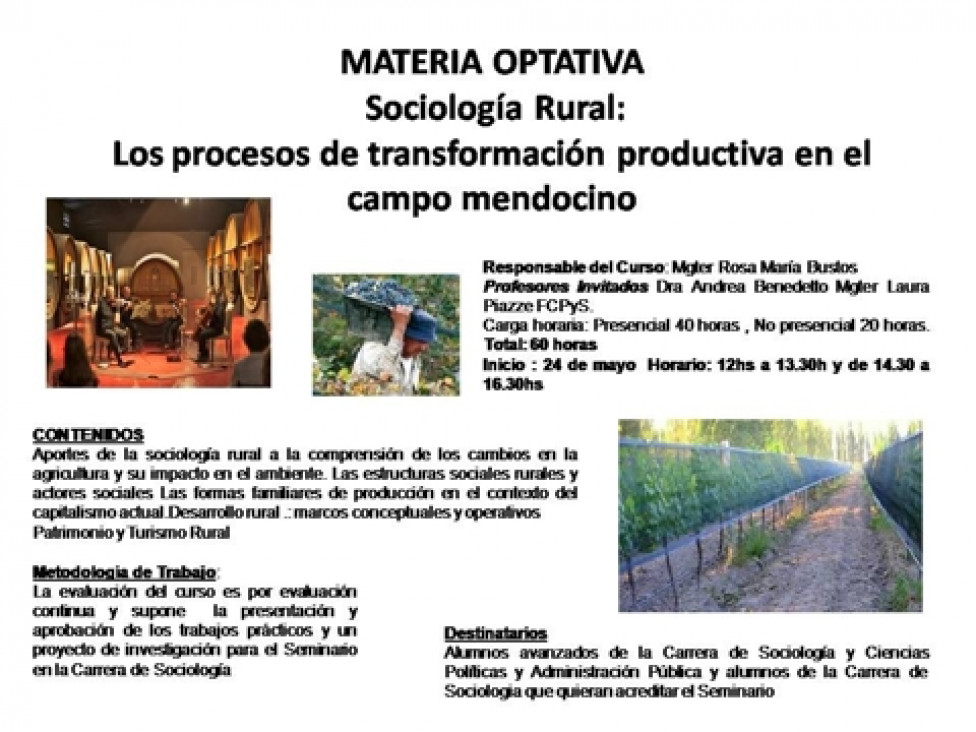 imagen Materia Optativa "Sociología Rural"