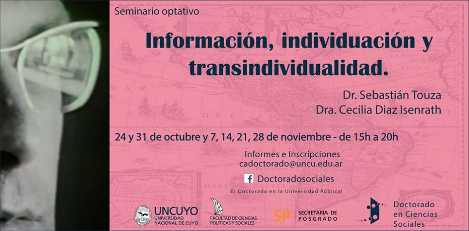 imagen Seminario optativo: "Información, individuación y transindividualidad"