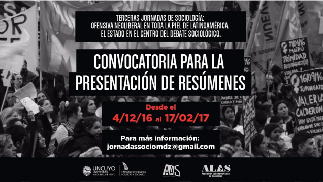 imagen Convocatoria para la presentación de resúmenes 3º Jornadas de Sociología y Pre-ALAS. 