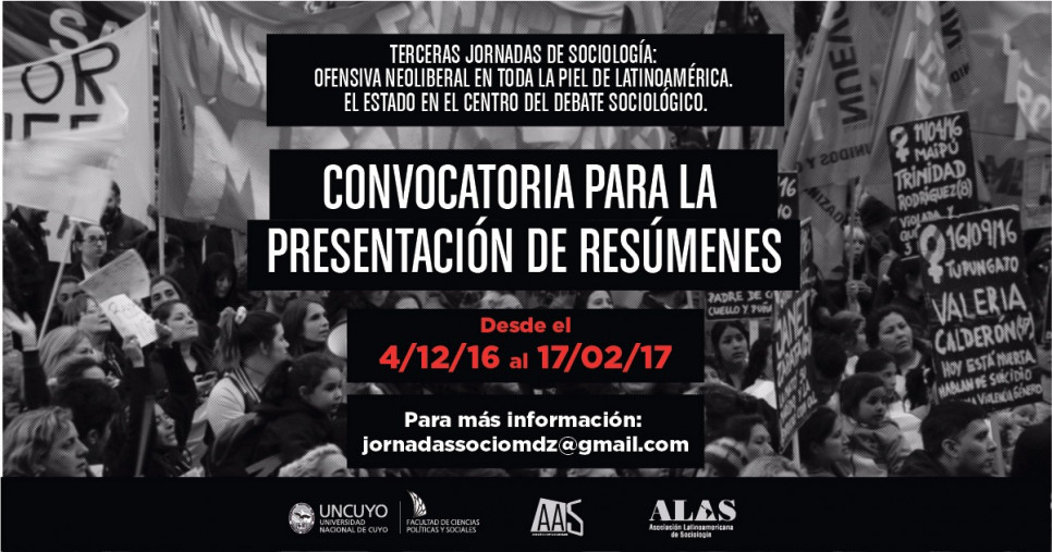 imagen Convocatoria para la presentación de resúmenes 3º Jornadas de Sociología y Pre-ALAS. 
