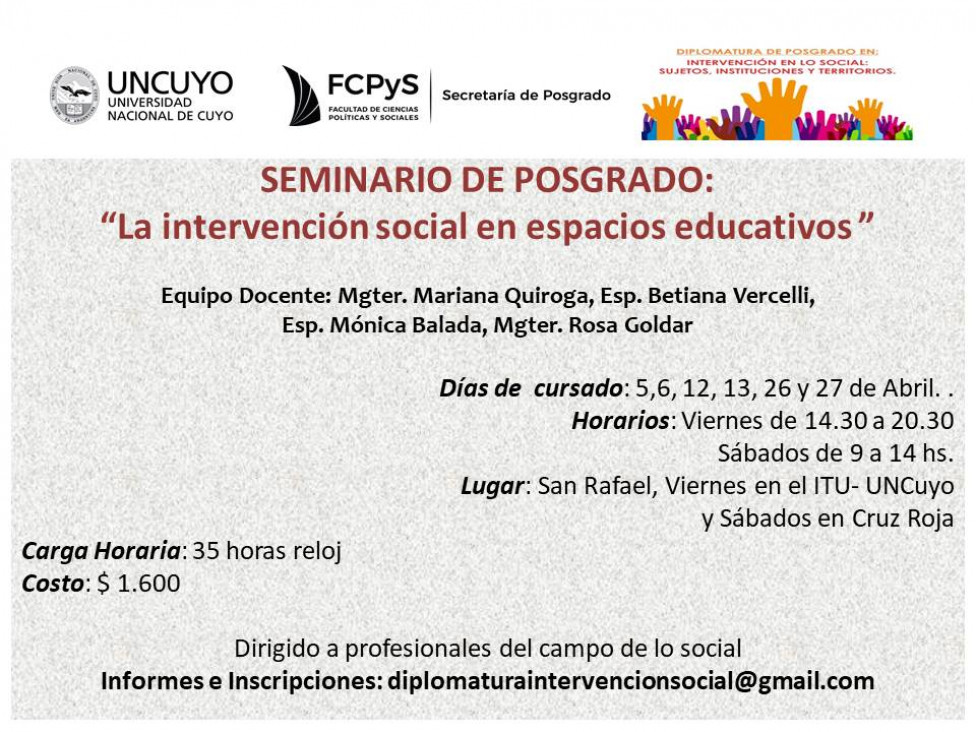 imagen Seminario en Intervención social en San Rafael