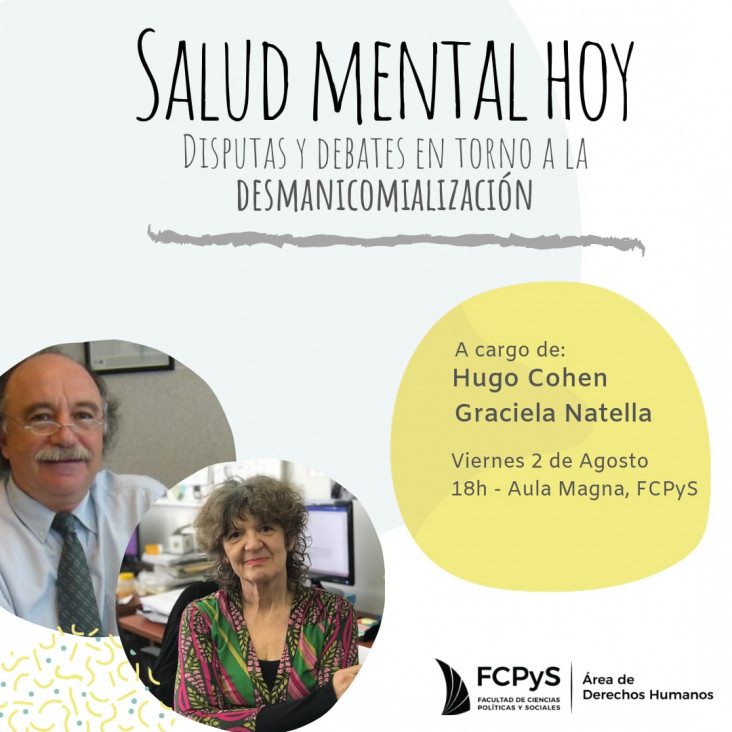 imagen Hugo Cohen y Graciela Natella disertarán en la FCPyS