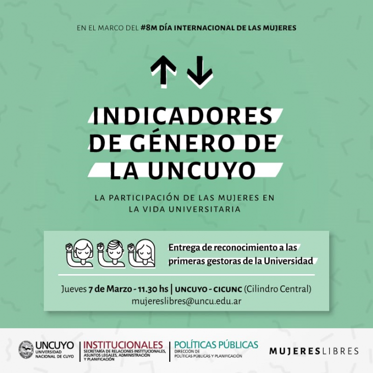 imagen Presentación de Indicadores de género de la UNCuyo. "La participación de las mujeres en la vida universitaria".