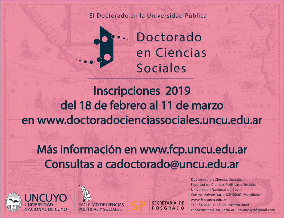 imagen Inscripciones abiertas para el Doctorado en Ciencias Sociales