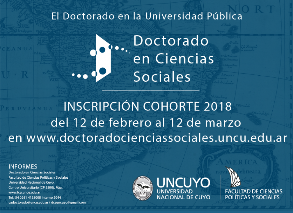 imagen Doctorado en Ciencias Sociales. Inscripciones Cohorte 2018