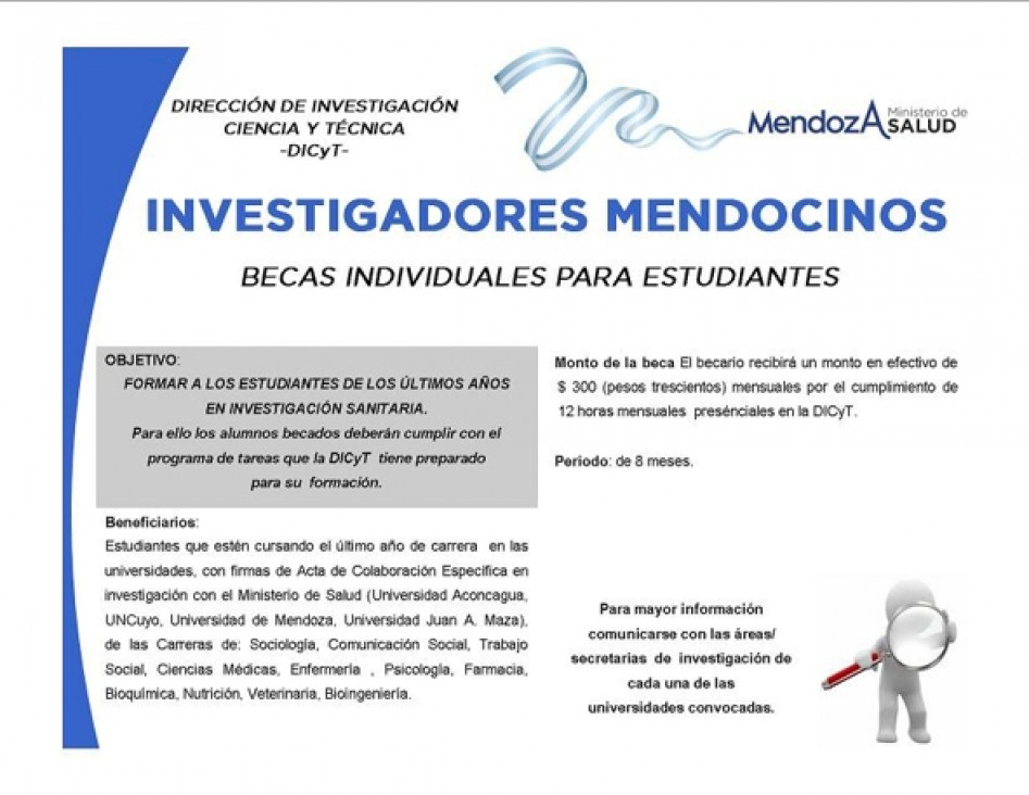 imagen Convocatoria Becas para Estudiantes - DICYT Investigadores Mendocinos