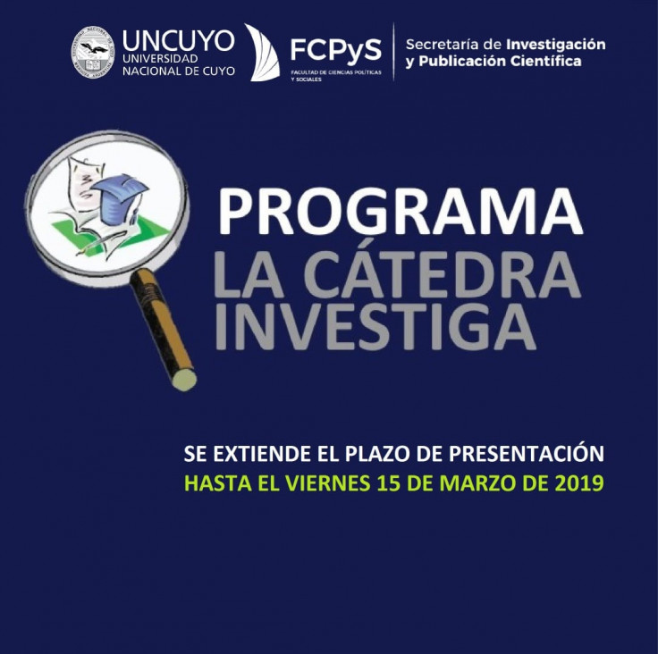 imagen Convocatoria 2019 del Programa "La Cátedra Investiga". Se extiende el plazo hasta el 15 de Marzo