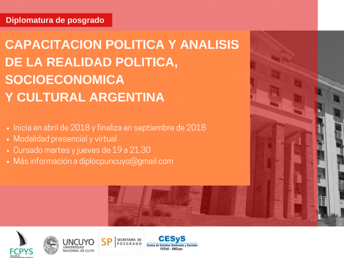 imagen Diplomatura de Posgrado en Capacitación política y Análisis de la realidad política, socio-económica y cultural argentina