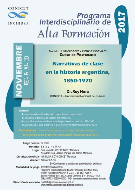 imagen Posgrado: "Narrativas de clase en la historia argentina, 1850-1970"