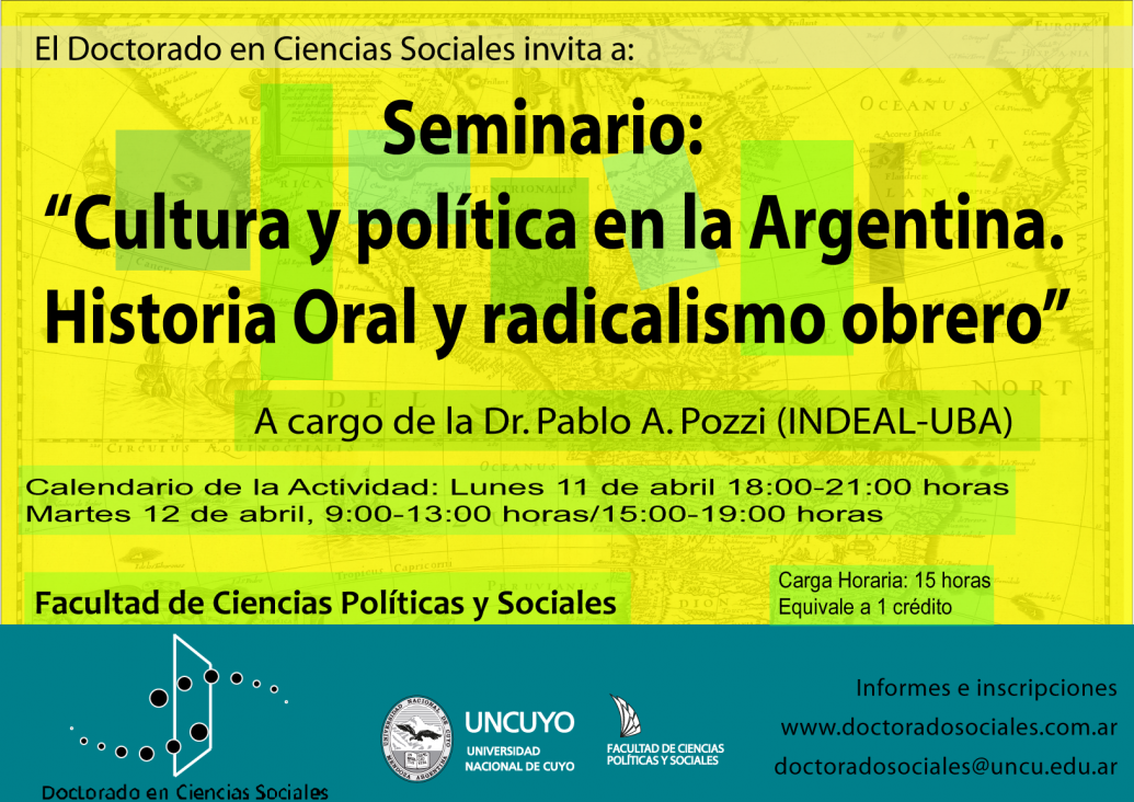 imagen Seminario "Cultura y política en la Argentina. Historia oral y radicalismo obrero"