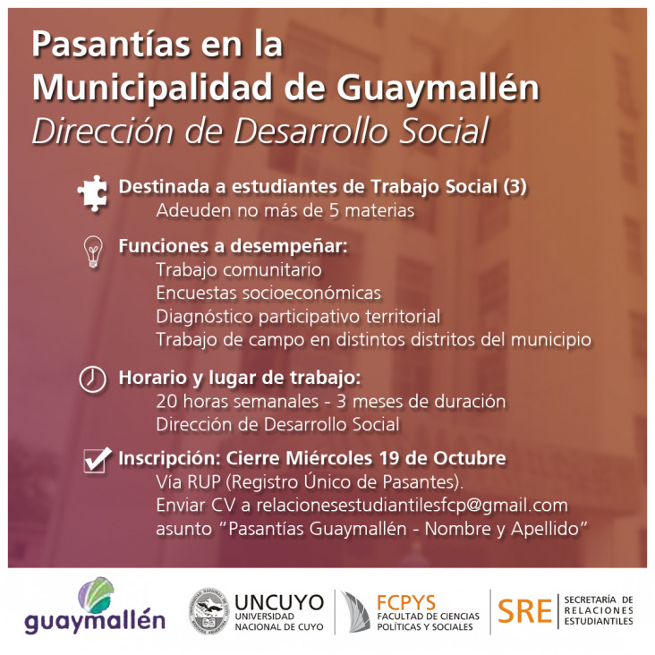 imagen Pasantía en la Dirección de Desarrollo Social 