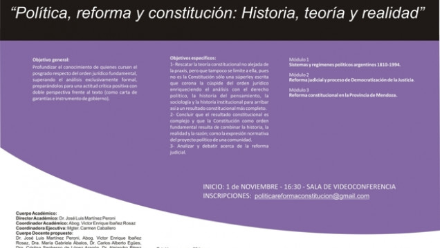 imagen Curso de Posgrado: "Política, reforma y constitución: Historia, teoría y realidad"