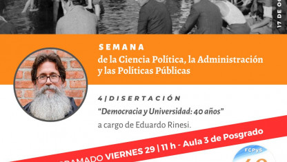 imagen Disertación “Democracia y Universidad: 40 años” a cargo de Eduardo Rinesi