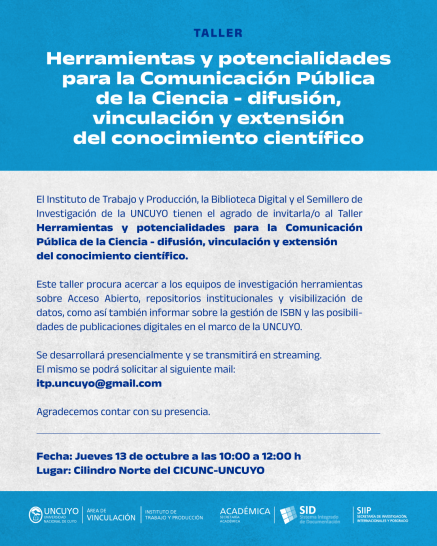 imagen Taller "Herramientas y potencialidades para la comunicación Pública de la Ciencia"