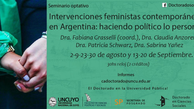imagen Seminario optativo: "Intervenciones feministas contemporáneas en Argentina: haciendo político lo personal "