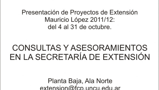 imagen Prorroga de Convocatoria Proyectos de Extensión Mauricio Lopez 2011 