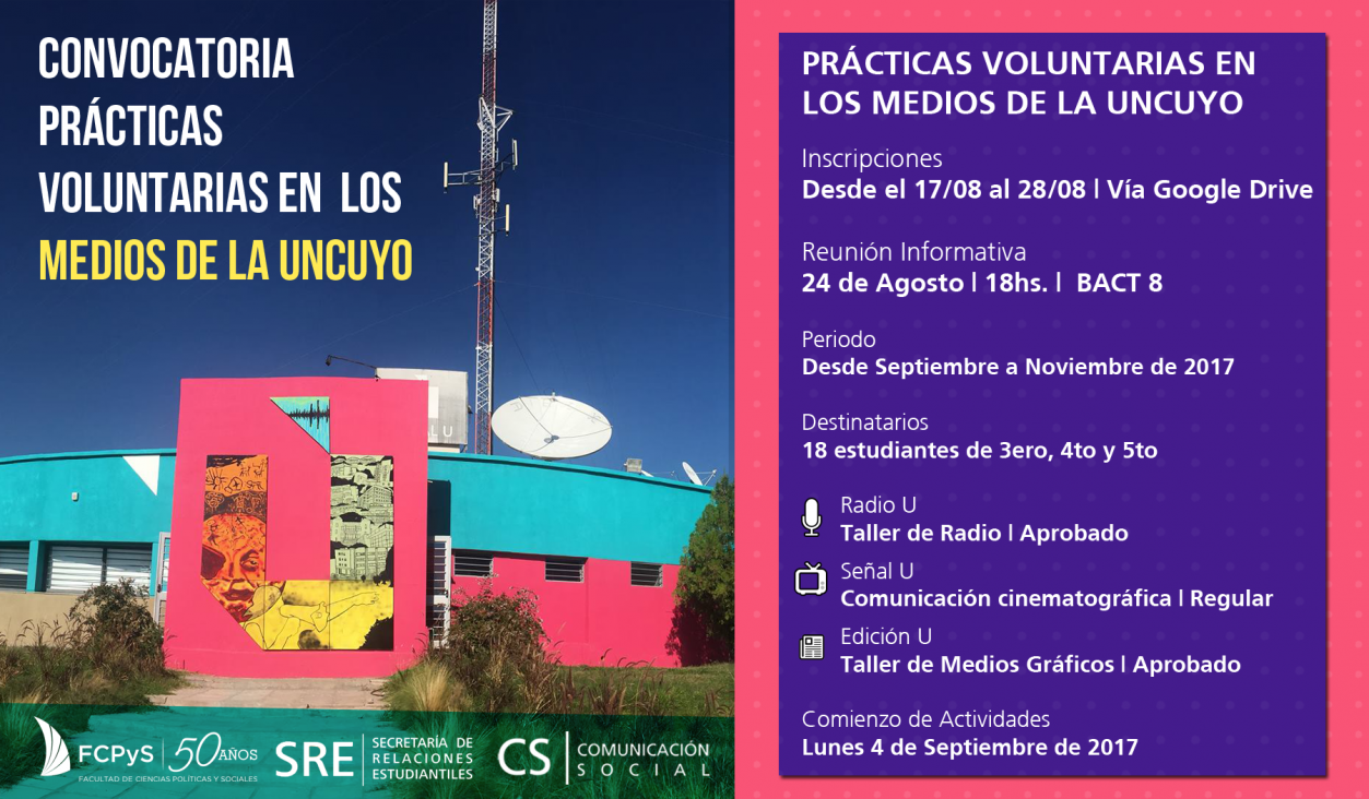 imagen Cambio de fecha en charla informativa sobre voluntariado en medios de la UNCuyo