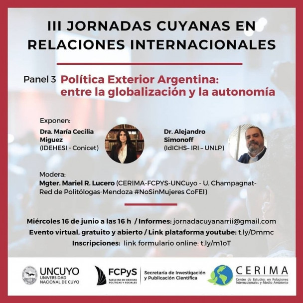 imagen Nuevo capítulo de las III Jornadas Cuyanas de Relaciones Internacionales