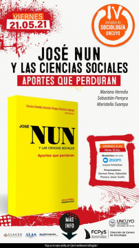 imagen 10.00 hs. Presentación libro “José Nun y las ciencias sociales aportes que perduran”.